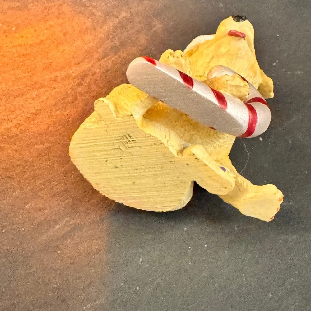 Adorable Golden Retriever Puppy Christmas Mini Decor‎ Candy Cane Hat Bell